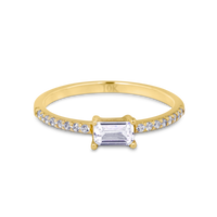 cubic zirconia rings gold, gold cz ring, baguette pave wedding band
