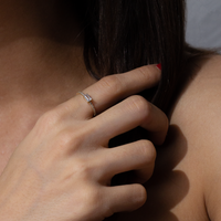 gold baguette ring with stones