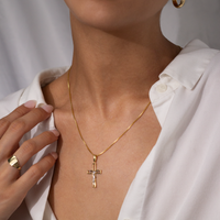 Crucifix Cross | 10k Yellow/White Gold | 16–22"