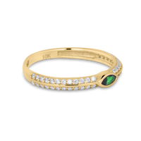 Gemstone Pavé Ring | 10k Gold, Ruby/Emerald/Sapphire