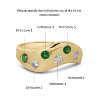 6 birthstone ring, 5 birthstone ring, birthstone ring gold, birthstone halo ring, yellow gold birthstone ring, may birthstone ring
