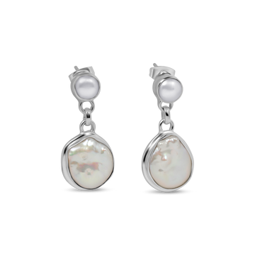Toronto sterling silver pearl dangles, Toronto silver pearl dangle earrings