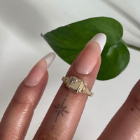 Square Birthstone Signet Ring | 10k Yellow/White/Rose Gold