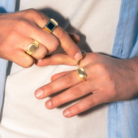 Men's Two-Tone Signet Ring | 10k Yellow/White Gold