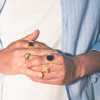 Men's Two-Tone Signet Ring | 10k Yellow/White Gold