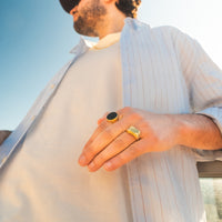 Men's Two-Tone Signet Ring | 10k Yellow/White Gold