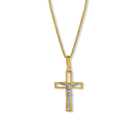 Crucifix Cross | 10k Yellow/White Gold | 16–22"