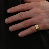 Men's Two-Tone Signet Ring | 10k Yellow/White Gold