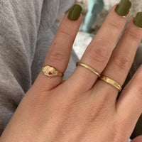 Square Birthstone Signet Ring | 10k Yellow/White/Rose Gold