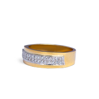 wide 2 row diamond wedding band 14k, 14K Gold Diamond Band