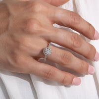 small round halo engagement ring