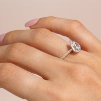 pear halo diamond ring