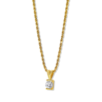 Square Birthstone Pendant | 10k Yellow/White/Rose Gold | 16–22"