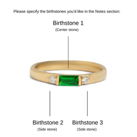 Heirloom Baguette Ring with Birthstones | 10k-14k Yellow/White/Rose Gold