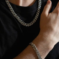 Reversible Cuban Chain with CZ | Silver | 10mm