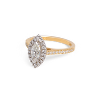 Halo Marquise Engagement Ring | 0.96 CT | 14k Yellow/White/Rose Gold