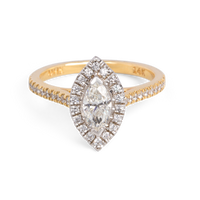 Halo Marquise Engagement Ring | 0.96 CT | 14k Yellow/White/Rose Gold