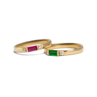 Heirloom Baguette Ring with Birthstones | 10k-14k Yellow/White/Rose Gold