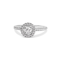 gold diamond engagement ring, halo engagement rings canada