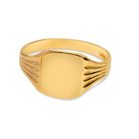 Rounded Signet Ring for Engraving | 10k Yellow/White/Rose Gold