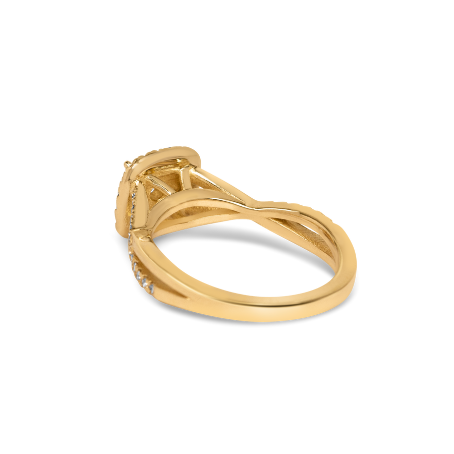 Twisted Halo Engagement Ring | 0.60 CT | 14k Yellow/White/Rose Gold