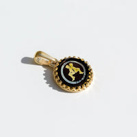 Gemini Zodiac Pendant | 10k Gold and Onyx | 16-28"