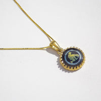 Aquarius Zodiac Pendant | 10k Gold and Onyx | 16-28"