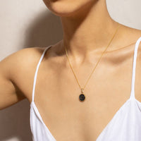 Sagittarius Zodiac Pendant | 10k Gold and Onyx | 16-28"