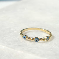 Evil Eye Ring | 10k Yellow/White/Rose Gold