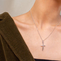 minimal silver cross with chain toronto, silver cross toronto, silver woman cross toronto