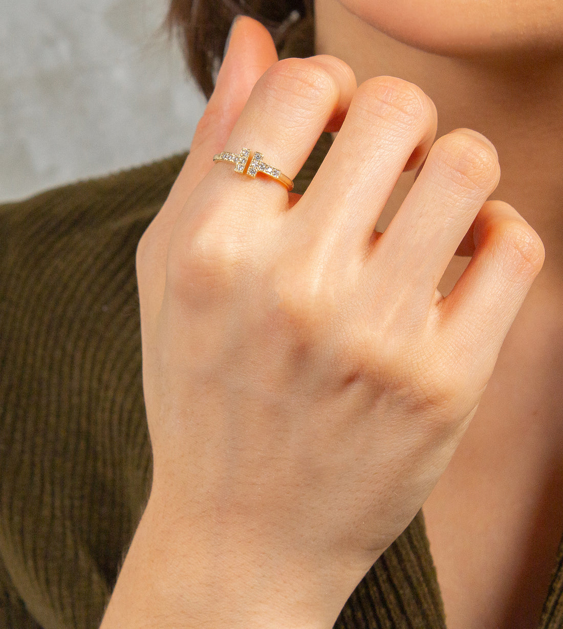 Fake gold T ring, Tiffany T Diamond Wire Ring dupe