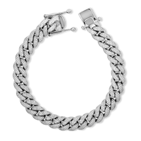 diamond cuban link bracelet, heavy cuban bracelet silver 10mm diamonds