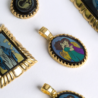 Kissing Angels Pendant | 10k Gold, Onyx | 16-26"