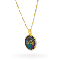Kissing Angels Pendant | 10k Gold, Onyx | 16-26"