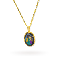 Kissing Angels Pendant | 10k Gold, Onyx | 16-26"