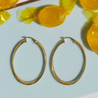 Large Oval Gold Hoops, 10k oval hoops, textured gold oval hoops, gold oval hoops canada, 10k hoops