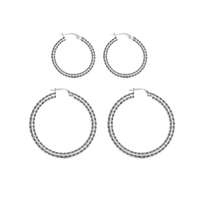 small diamond cut silver hoops