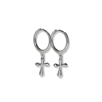 huggies with hanging cross silver, buy huggie with cross toronto, buy silver huggie with cross canada, toronto huggies with hanging cross, mens huggies with cross silver canada