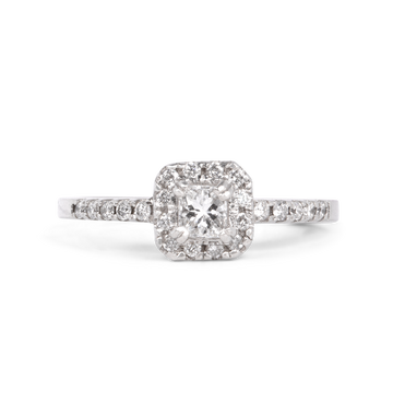 square diamond with halo,  square halo engagement rings