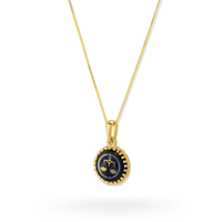 Libra Zodiac Pendant | 10k Gold and Onyx | 16-28"
