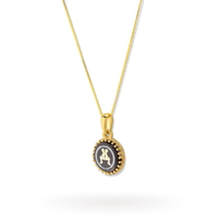 Gemini Zodiac Pendant | 10k Gold and Onyx | 16-28"