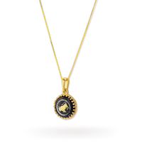 Taurus Zodiac Pendant | 10k Gold and Onyx | 16-28"