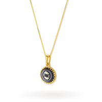 Pisces Zodiac Pendant | 10k Gold and Onyx | 16-28"