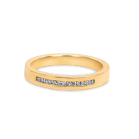 channel set engagement ring, channel set engagement ring and wedding band