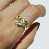 womens diamond gold snake ring, snake ring solid gold,