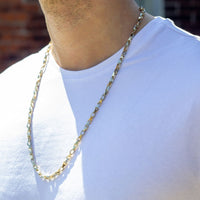 Men's Solid Gold Chain Fancy, White Gold Colour Gold Chain, two colour link chain gold solid, solid gold fancy chain Canada