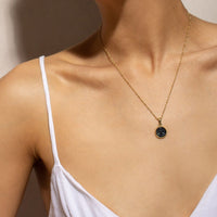 Virgo Zodiac Pendant | 10k Gold and Onyx | 16-28"