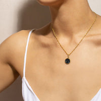 Virgo Zodiac Pendant | 10k Gold and Onyx | 16-28"