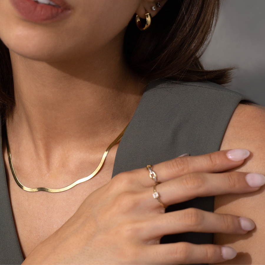 gold herringbone necklace 18 inch