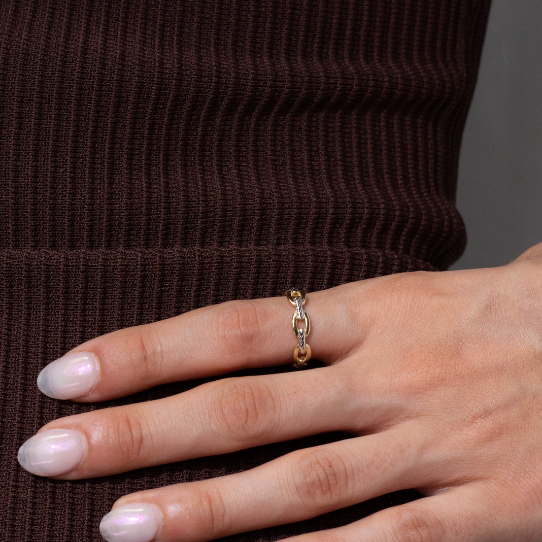 Two-Tone Chain Ring | 10k Gold